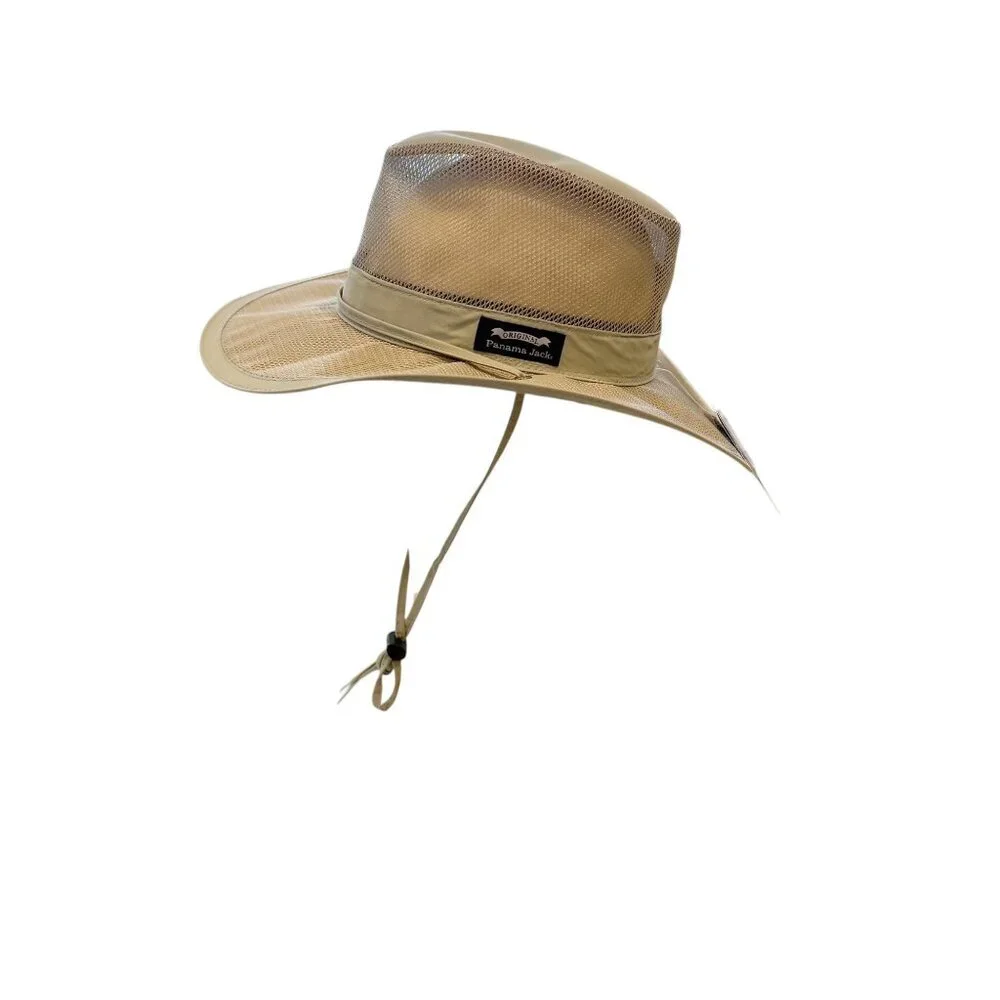 Panama Jack Mesh Seven Seas Safari Original Hat Khaki Light Green Fossil Size Lg - Picture 5 of 5